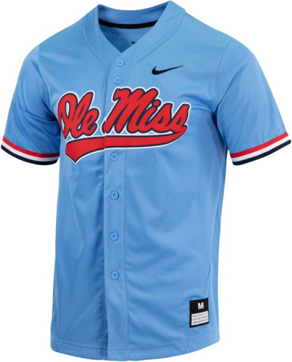 Nike Men's Ole Miss Rebels Blue Dri-FIT Replica Baseball Jersey