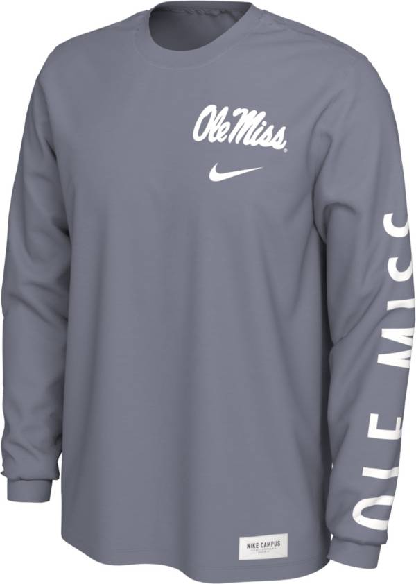 Nike Men's Ole Miss Rebels Pastel Blue Seasonal Cotton Long Sleeve T-Shirt