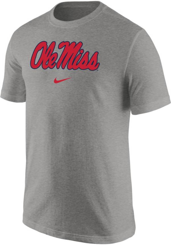 Nike Men's Ole Miss Rebels Grey Core Cotton Logo T-Shirt