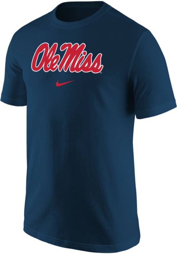 Nike Men's Ole Miss Rebels Blue Core Cotton Logo T-Shirt