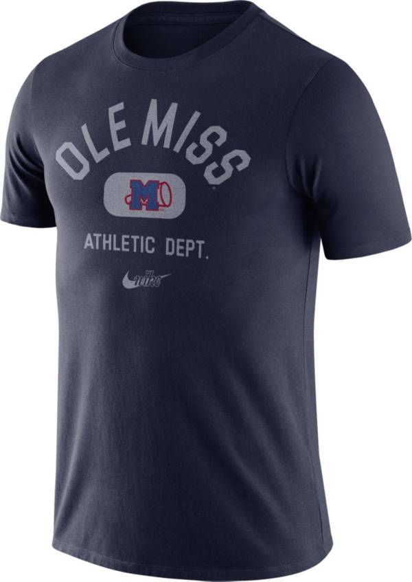 Nike Men's Ole Miss Rebels Blue Tri-Blend Old School Arch T-Shirt