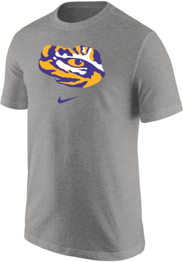 Nike Men's LSU Tigers Grey Core Cotton Logo T-Shirt