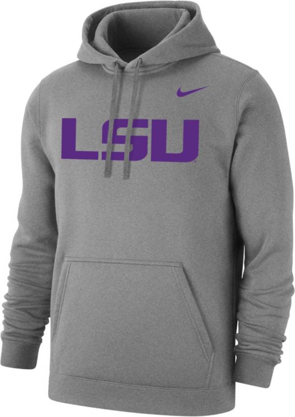 Nike Men's LSU Tigers Grey Club Fleece Pullover Hoodie