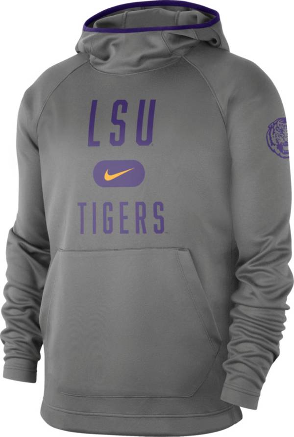 Nike Men's LSU Tigers Grey Spotlight Basketball Pullover Hoodie