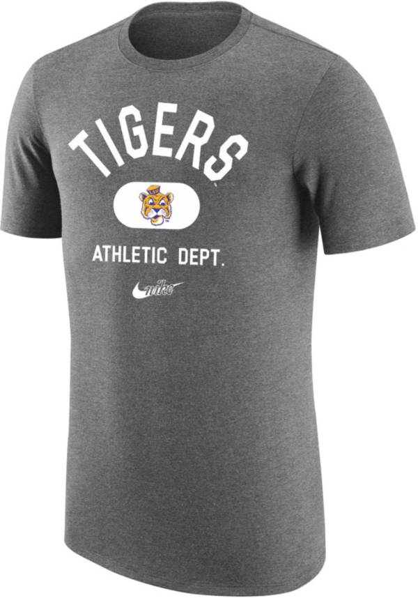 Nike Men's LSU Tigers Grey Tri-Blend Old School Arch T-Shirt