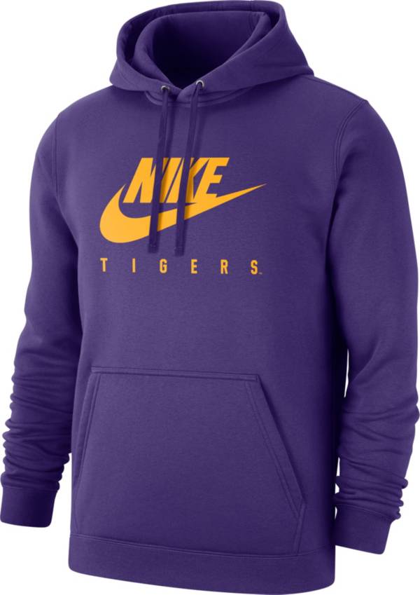 Nike Men's LSU Tigers Purple Club Fleece Futura Pullover Hoodie