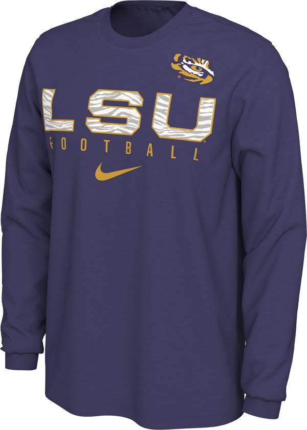 Nike Men's LSU Tigers Purple Cotton Football Long Sleeve T-Shirt