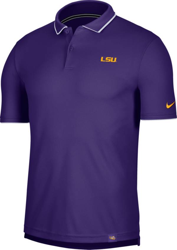 Champion LSU Tigers Mens Purple Textured Synthetic Polo Shirt