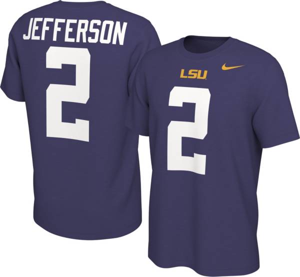 Nike Men's LSU Tigers Justin Jefferson #2 Purple Football Jersey T-Shirt