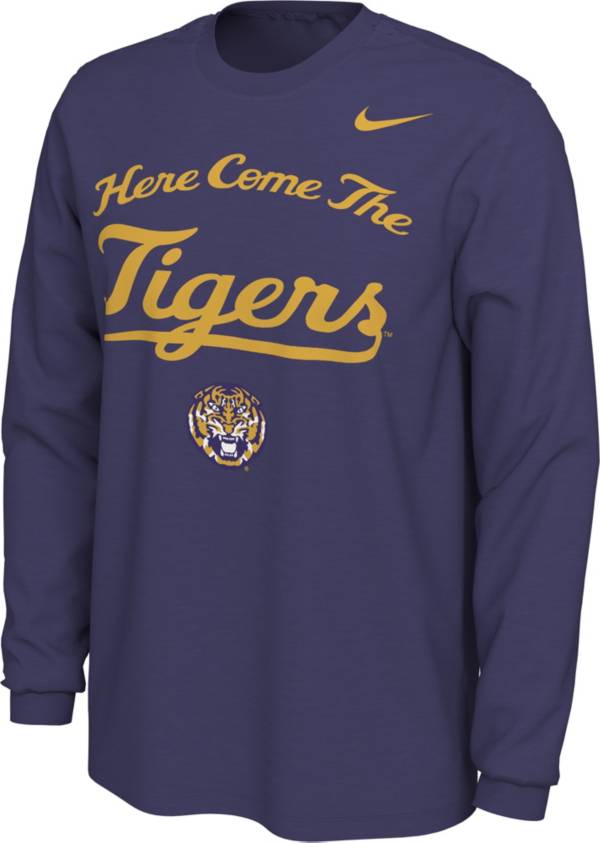 Nike Men's LSU Tigers Purple Here Come the Tigers Mantra Long Sleeve T-Shirt