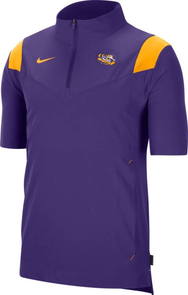 Nike Men's LSU Tigers Purple Football Sideline Coach Short Sleeve Jacket