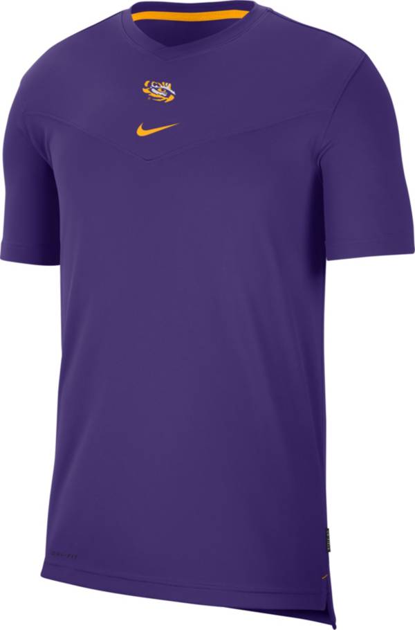 Nike Men's LSU Tigers Purple Football Sideline Coach Dri-FIT UV T-Shirt