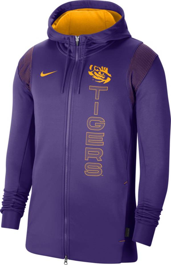 Nike Men's LSU Tigers Purple Therma Football Sideline Full-Zip Hoodie