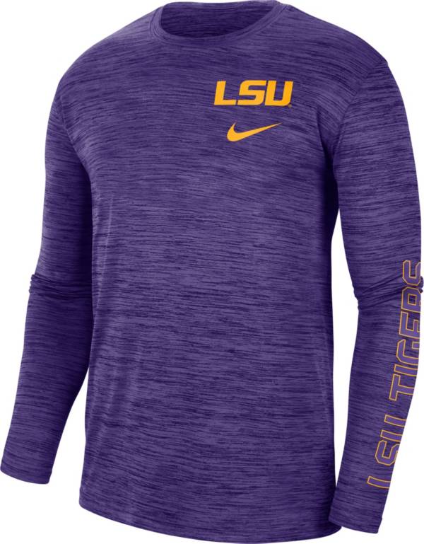 Nike Men's LSU Tigers Purple Dri-FIT Velocity Graphic Long Sleeve T-Shirt