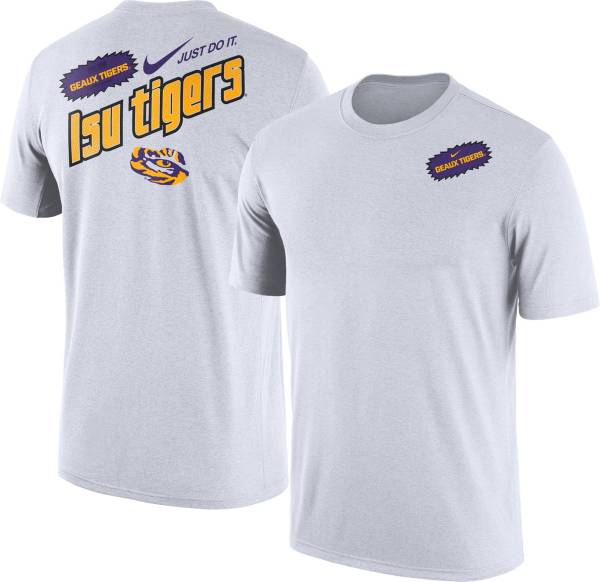 Nike Men's LSU Tigers White Max90 Oversized Just Do It Seasonal T-Shirt