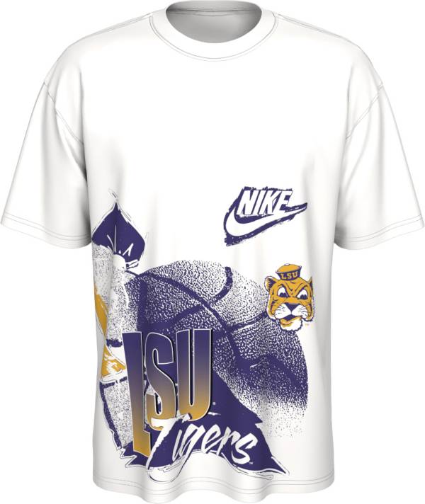 Nike Men's LSU Tigers White Max90 90's Basketball T-Shirt