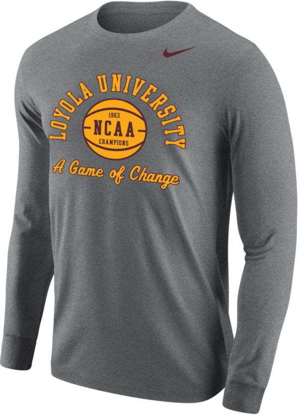 Nike Men's Loyola-Chicago Ramblers Grey 1963 National Champions Game of Change Long Sleeve T-Shirt product image