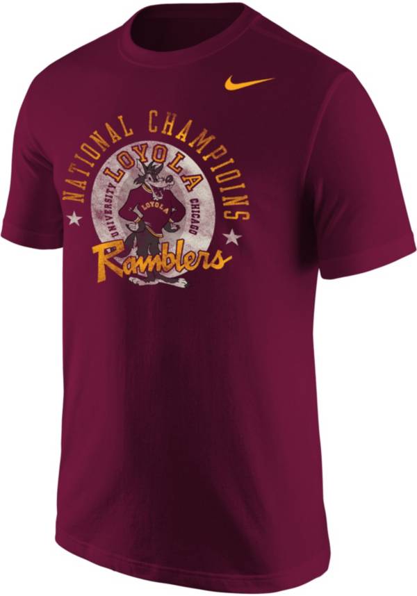 Nike Men's Loyola-Chicago Ramblers Maroon 1963 National Champions Team Logo Game of Change T-Shirt