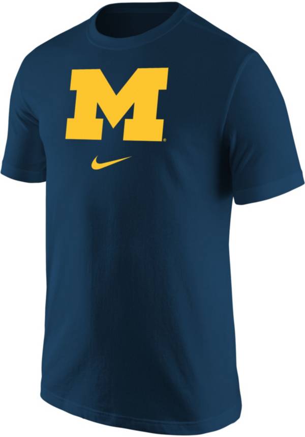 Nike Men's Michigan Wolverines Blue Core Cotton Logo T-Shirt