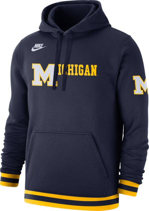 Nike Men's Michigan Wolverines Blue Retro Fleece Pullover Hoodie