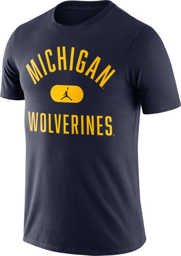 Jordan Men's Michigan Wolverines Blue Basketball Team Arch T-Shirt