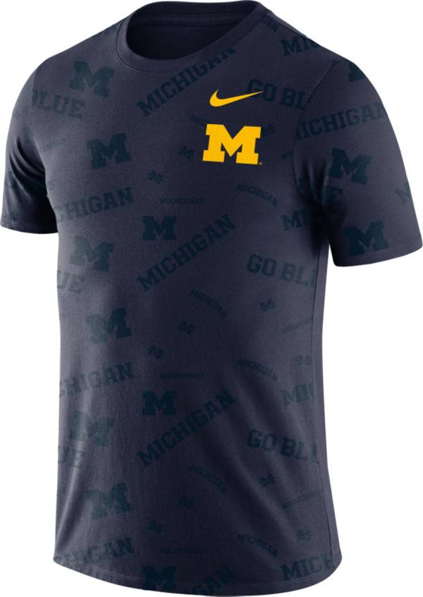 Nike Men's Michigan Wolverines Blue Tailgate Print T-Shirt