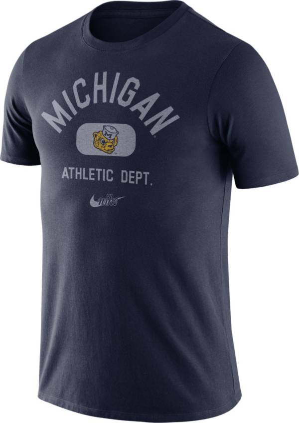 Nike Men's Michigan Wolverines Blue Tri-Blend Old School Arch T-Shirt