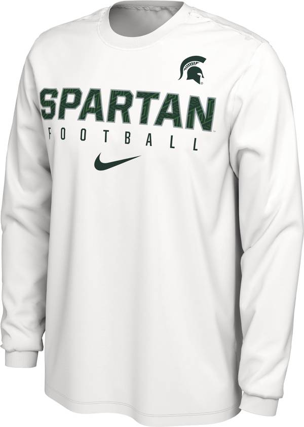 Nike Men's Michigan State Spartans White Cotton Football Long Sleeve T-Shirt