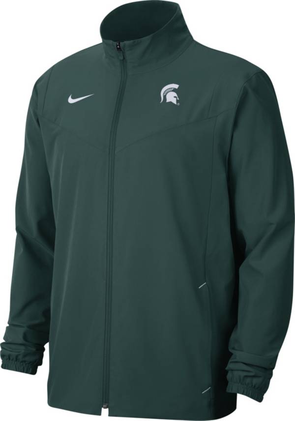 Nike Men's Michigan State Spartans Green Football Sideline Woven Full-Zip Jacket