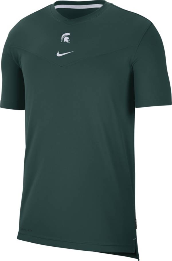Nike Men's Michigan State Spartans Green Football Sideline Coach Dri-FIT UV T-Shirt