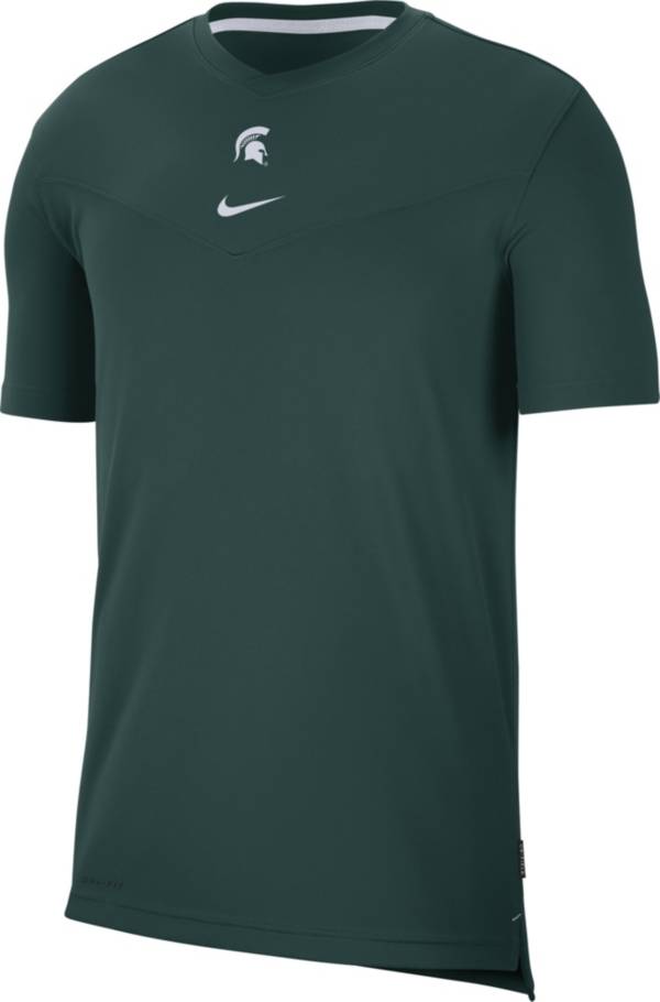 Nike Men's Michigan State Spartans Green Football Sideline Coach Dri-FIT UV T-Shirt product image