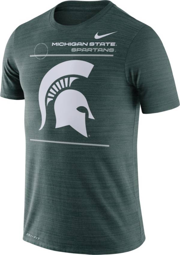 Nike Men's Michigan State Spartans Green Dri-FIT Velocity Football Sideline T-Shirt