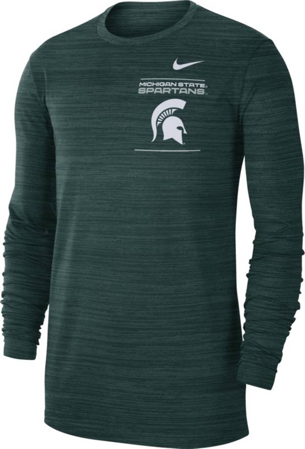 Nike Men's Michigan State Spartans Green Dri-FIT Velocity Football Sideline Long Sleeve T-Shirt