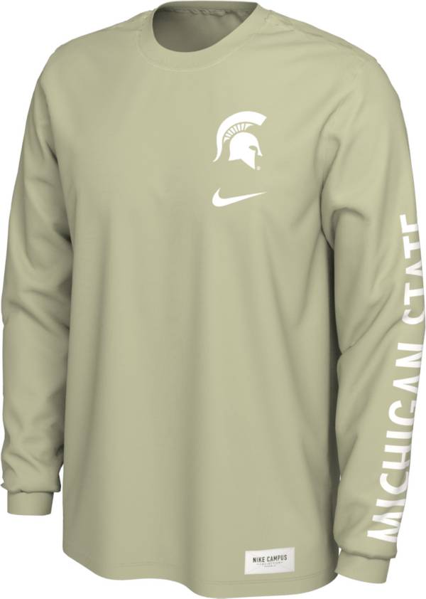 Nike Men's Michigan State Spartans Pastel Green Seasonal Cotton Long Sleeve T-Shirt
