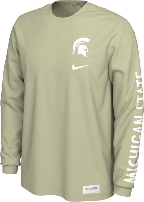 Nike Men's Michigan State Spartans Pastel Green Seasonal Cotton Long Sleeve T-Shirt product image
