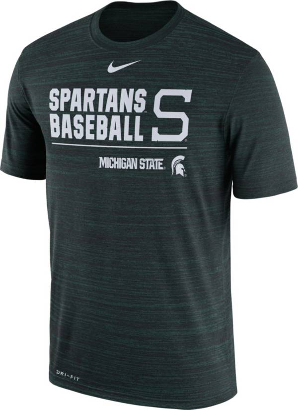 Nike Men's Michigan State Spartans Green Velocity Baseball T-Shirt