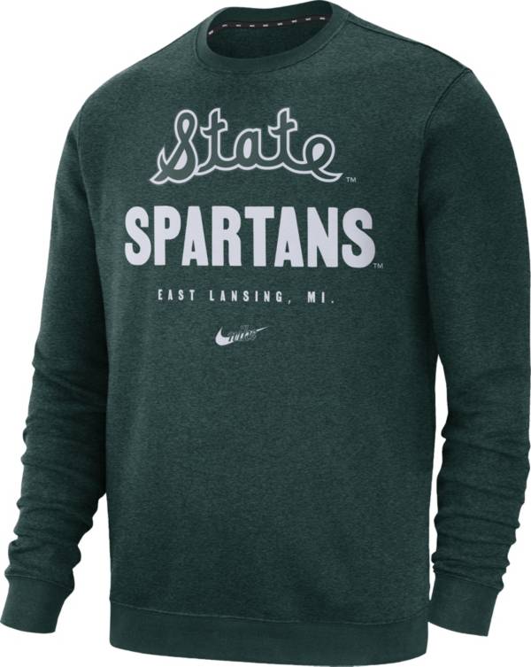 Nike Men's Michigan State Spartans Green Vault Logo Club Fleece Crew Neck Sweatshirt