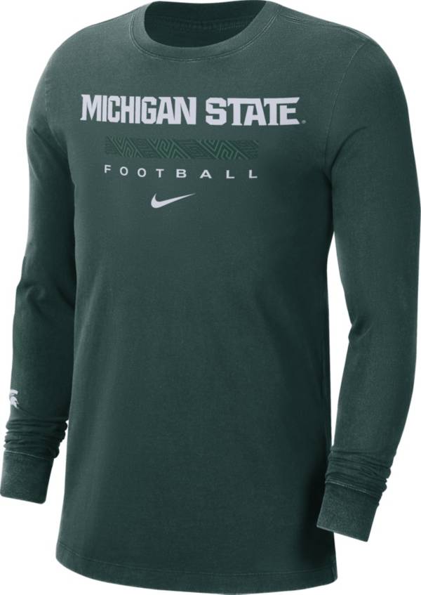 Nike Men's Michigan State Spartans Green Football Wordmark Long Sleeve T-Shirt