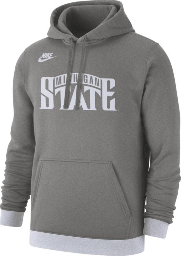 Nike Men's Michigan State Spartans Grey Retro Fleece Pullover Hoodie