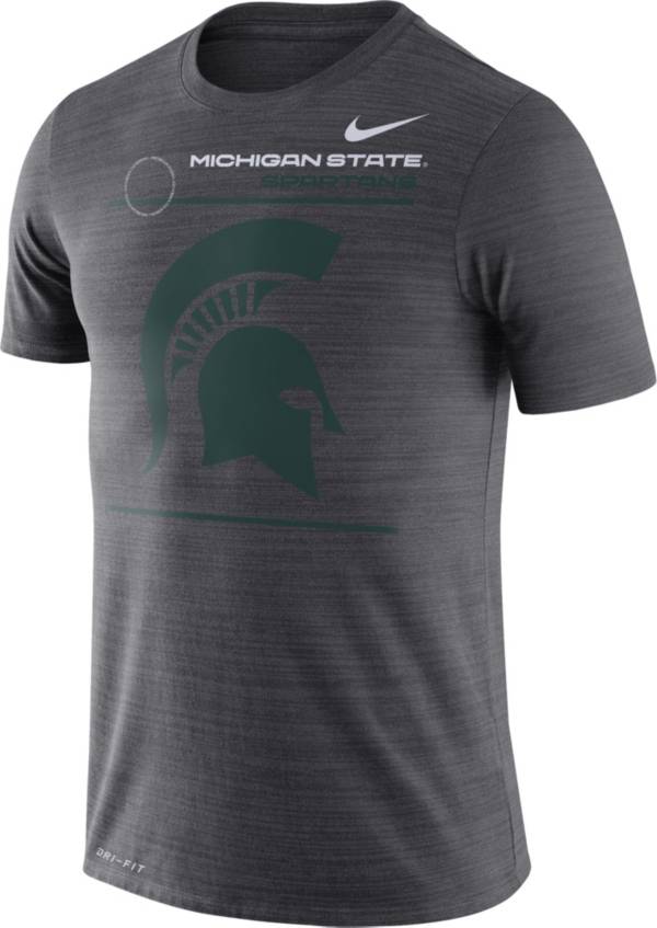 Nike Men's Michigan State Spartans Grey Dri-FIT Velocity Football Sideline T-Shirt
