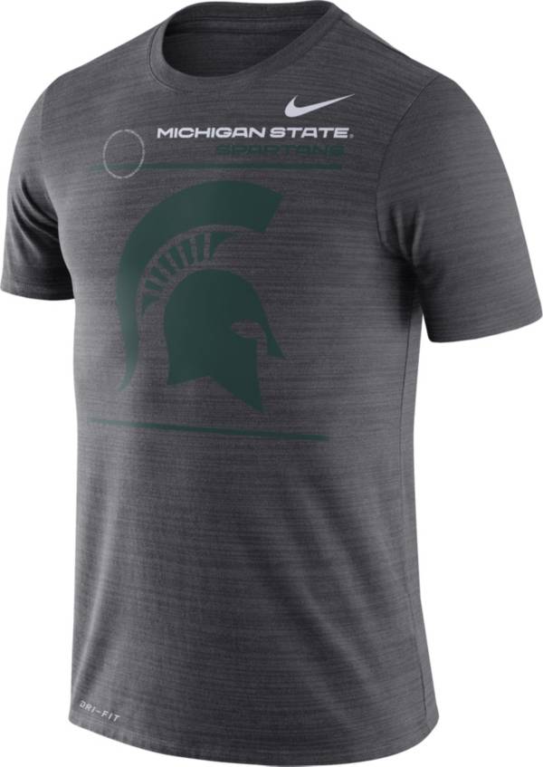 Nike Men's Michigan State Spartans Grey Dri-FIT Velocity Football Sideline T-Shirt product image