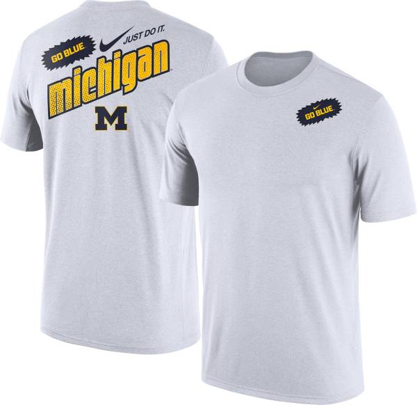 Nike Men's Michigan Wolverines White Max90 Oversized Just Do It Seasonal T-Shirt