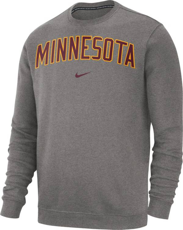 Nike Men's Minnesota Golden Gophers Grey Club Fleece Crew Neck ...