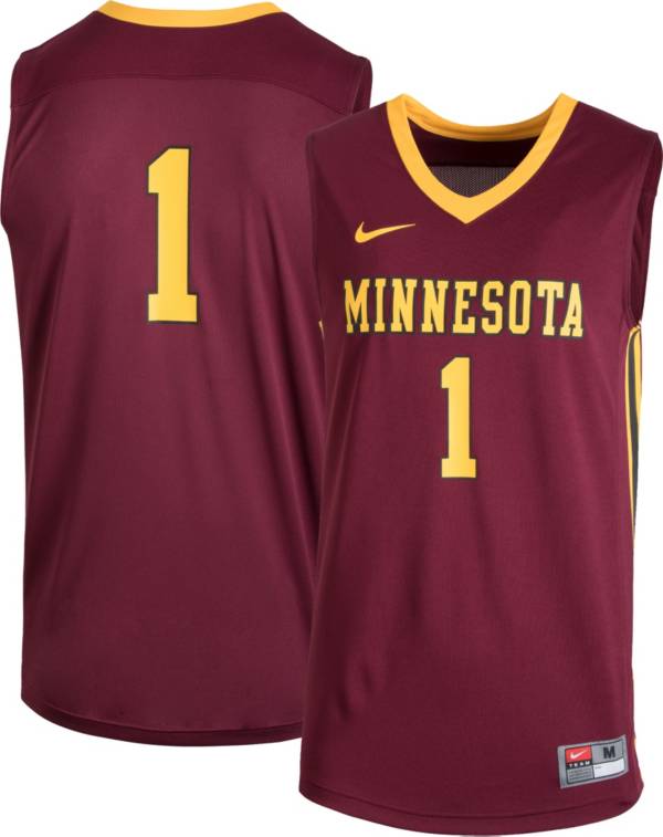 Nike Men's Minnesota Golden Gophers #1 Maroon Replica Basketball Jersey