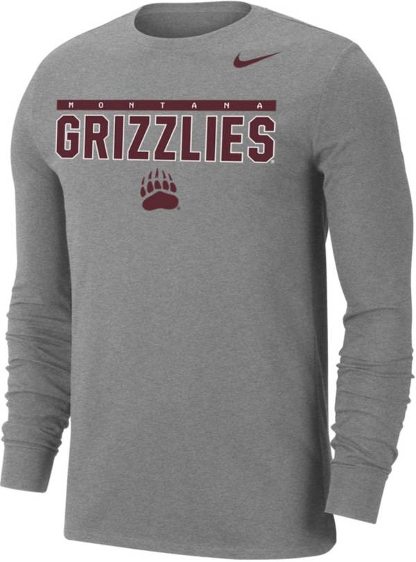 Nike Men's Montana Grizzlies Grey Dri-FIT Cotton Long Sleeve T-Shirt