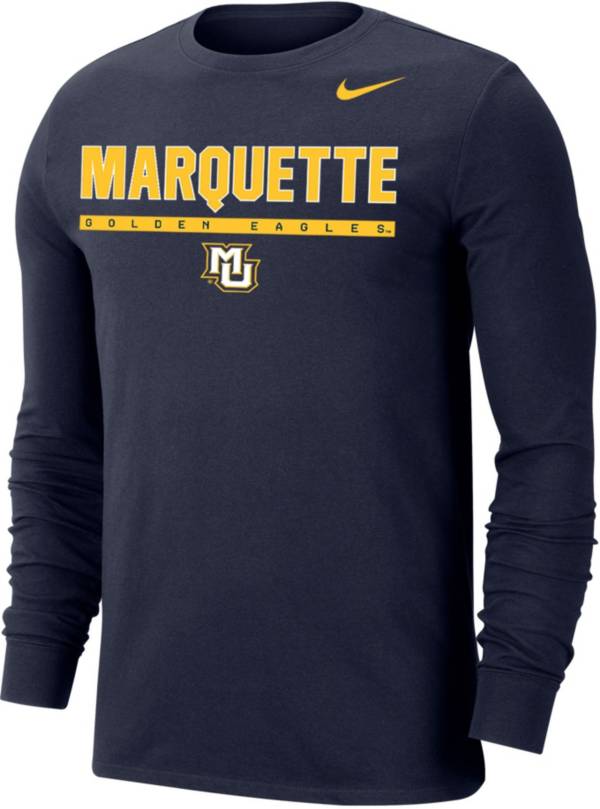Nike Men's Marquette Golden Eagles Blue Dri-FIT Cotton Long Sleeve T-Shirt