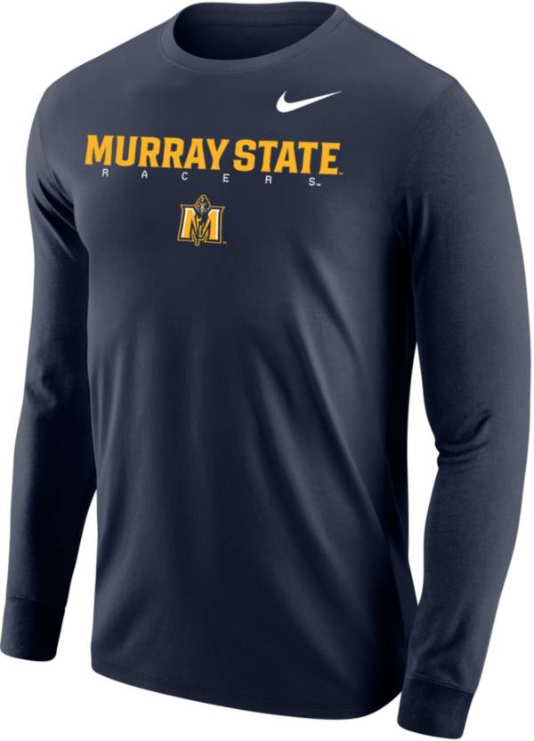 Nike Men's Murray State Racers Navy Blue Core Cotton Graphic Long Sleeve T-Shirt