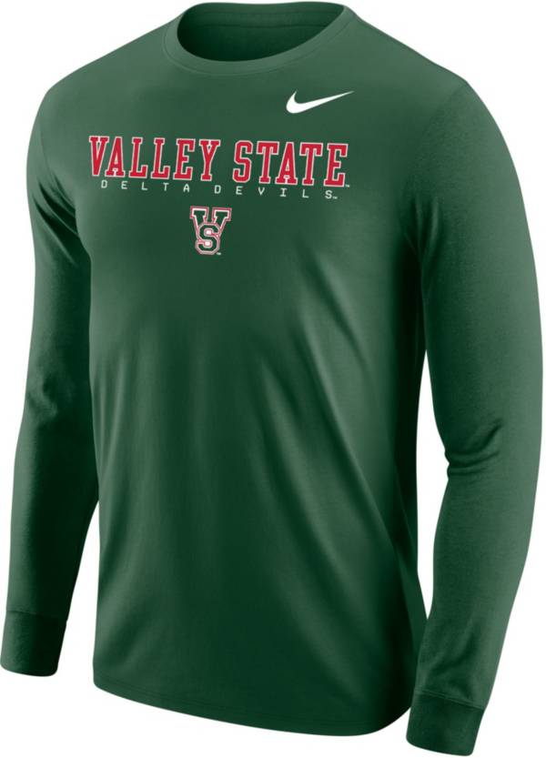 Nike Men's Mississippi Valley State Delta Devils Forest Green Core Cotton Graphic Long Sleeve T-Shirt