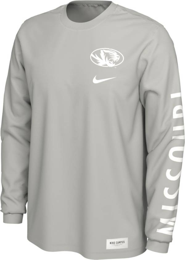Nike Men's Missouri Tigers Pastel Grey Seasonal Cotton Long Sleeve T-Shirt