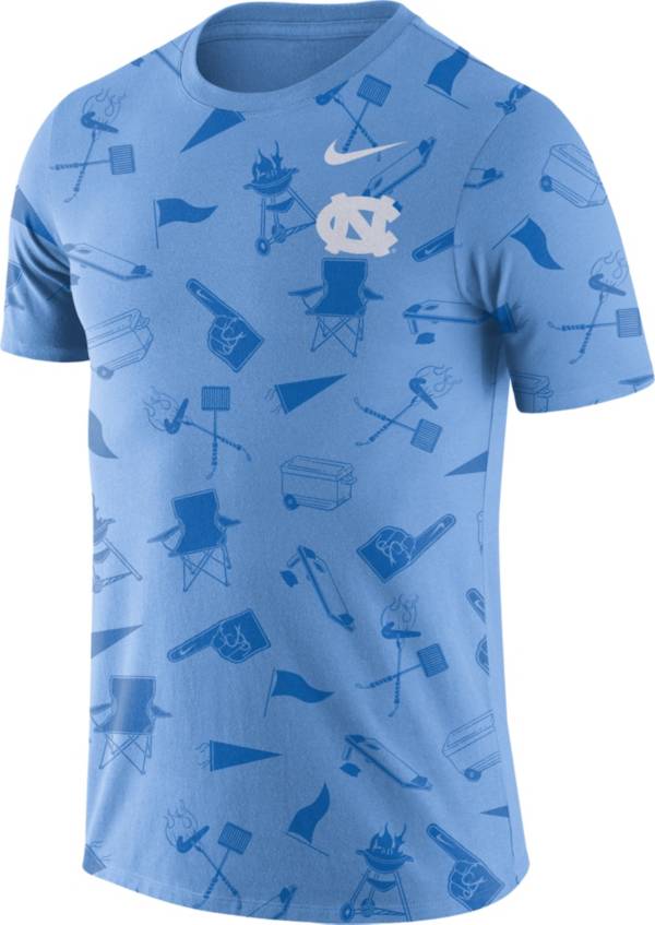 Nike Men's North Carolina Tar Heels Carolina Blue Tailgate Print T-Shirt